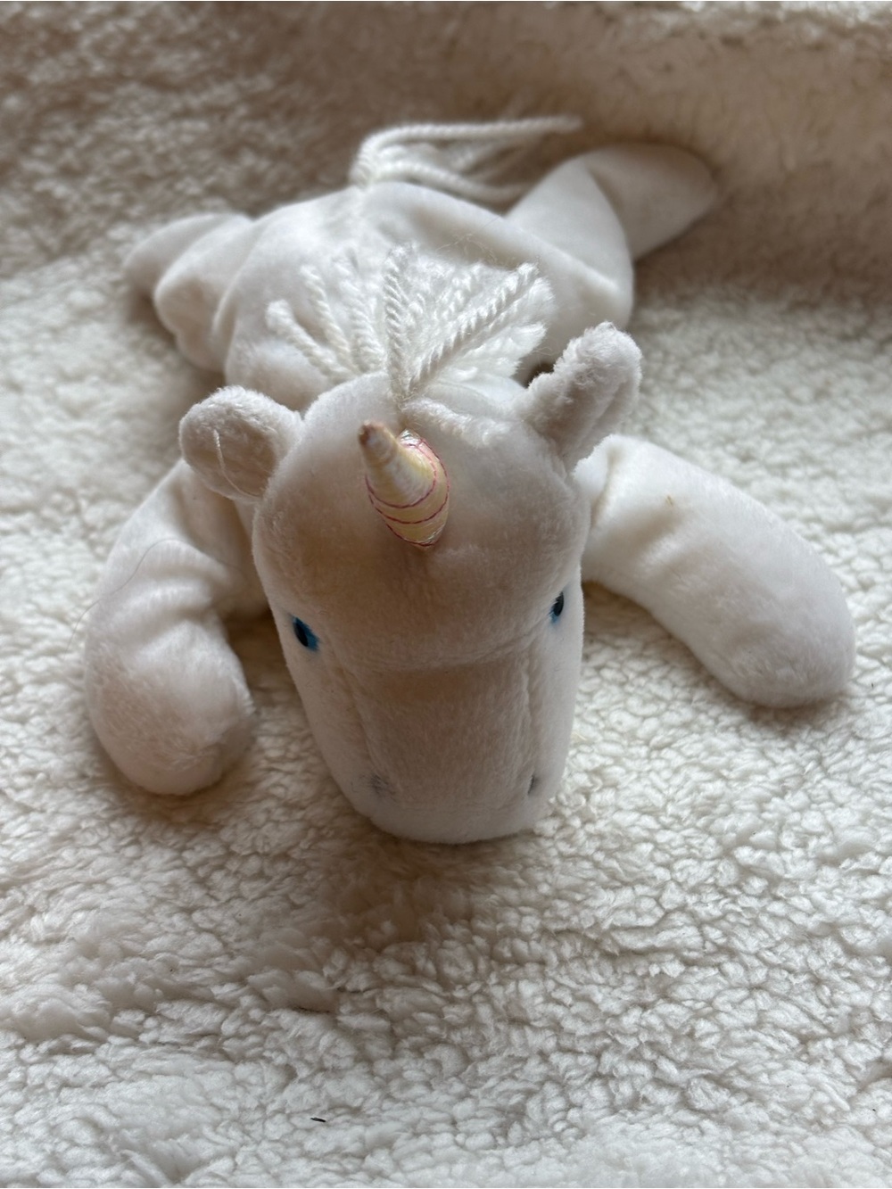 Vtg Ty Beanie Baby Mystic the Unicorn (1994/1997) - Iridescent Horn & Yarn Mane